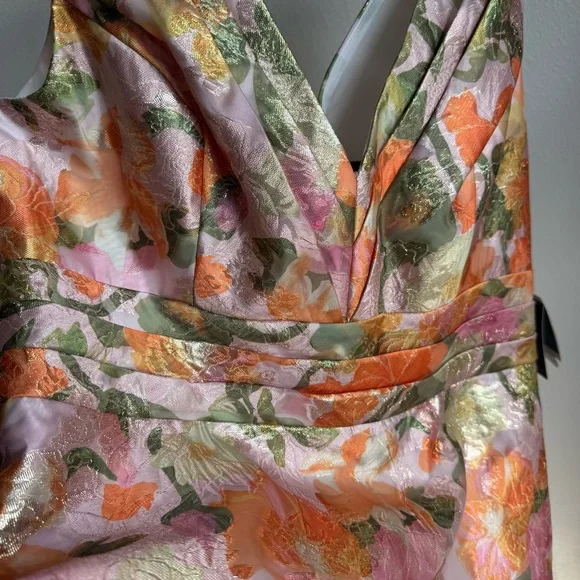 NWT Adrianna Papell- Multi Floral Jacquard Midi Dress Sz 14 - Picture 12 of 16